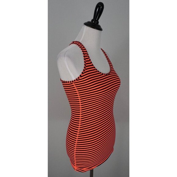 Lululemon Orange Black Racerback Athletic Striped Stretch Tank Top Size Small - Picture 3 of 4